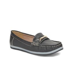 SALARIO Women Black Solid PU Horsebit Loafers-13