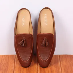 FAUSTO Men Tan Leather Loafers-image-97