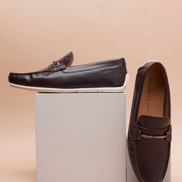 Ruosh Men Textured Leather Horsebit Loafers-picture-56