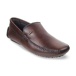Mochi Men Brown Leather Loafers-picture-13