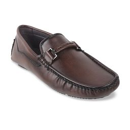 Metro Men Brown Leather Loafers-picture-27