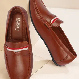 FAUSTO Men Tan Slip On Loafers-image-77