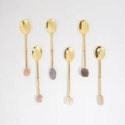 Hand Cut Moonstone & Brass Appetizer Spoons (Set of 6)-44