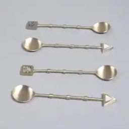 Set of 4 Celestial Stainless Steel Dessert Spoons-44