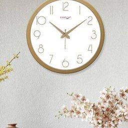 RANDOM 12 Inch Classic Numbers Modern Stylish Tic Tok Wall Clock For Home, Living Room, Bedroom, Lobby, Office, And Kitchen (Golden)-3