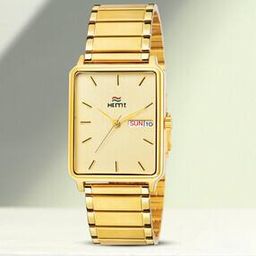 HM-GR0213-GLD-GLD Men Rectangular-Dial Analogue Watch-image-13