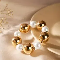 Women Gold-Plated Pearls Bracelet-15