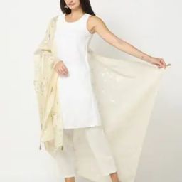 Women Floral Print Dupatta with Tassel Accent-image-84