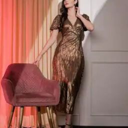 Women V-Neck A-Line Dress-image-18