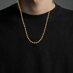 Men Gold-Plated Linked Chain with Ball Detail-image-91