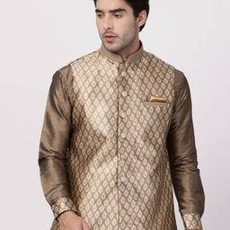 Floral Woven Sleeveless Nehru jacket-20