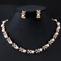 Women Pearl Studded Necklace & Earrings Set-35
