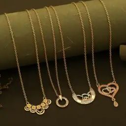 Women Set of 4 Gold Plated Chain Necklaces-image-3
