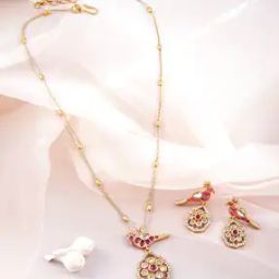 Women Gold-Plated Necklace & Earrings Set-image-86