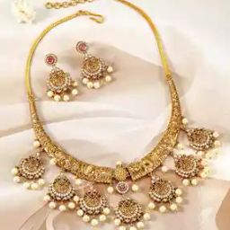 Women Gold-Plated Necklace & Earrings Set-37