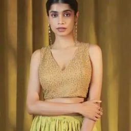 Embellished V-Neck Back Open Blouse-image-4