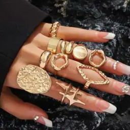Women Set of 10 Gold-Plated Stackable Rings-picture-19