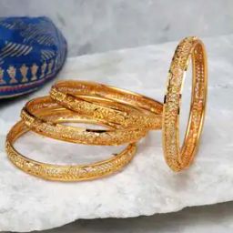 11641B Set of 4 Embellished Traditional Gold-Plated Bangles-41