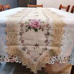 Floral Cross Stitch Embroidered Dining Table Runner 70" x 15"-picture-27