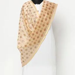 Geometric Print Dupatta with Tassels-6