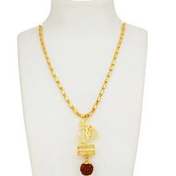 Gold-Plated Lord Shiva Chain with Rudraksh Pendant-image-52