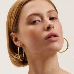 Gold-Plated Loa Logo Hoop Earrings-image-27