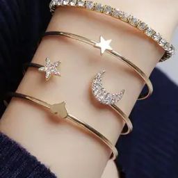Women Set of 4 Gold-Plated Cuff Bracelets-3