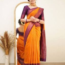 Women Zari Woven Saree with Contrast Border-image-100