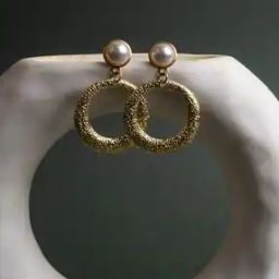 Pearl-Beaded Hoop Earrings-14