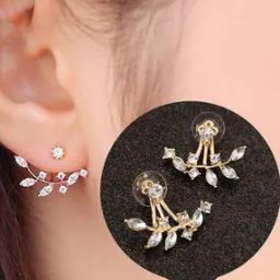 Gold-Plated Stone-Studded Stud Earrings-image-13