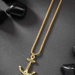 Men Gold-Plated Stainless Steel Pendant with Chain-34