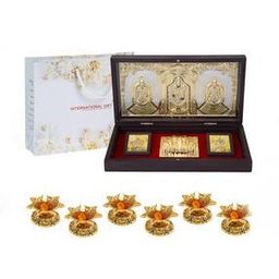 Gold-Plated Balaji Charan Paduka with Diyas-image-69