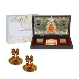 Gold-Plated Sai Baba Charan Paduka Box with Diyas-image-86