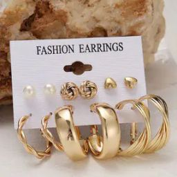 Set of 6 Gold-Toned Earrings-picture-5