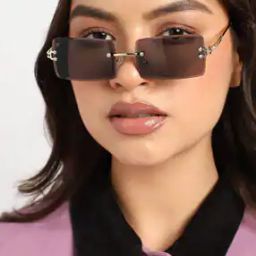 Rectangular No-Rim Sunglasses-17