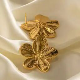 Women Gold-Plated Floral Stud Earrings-image-97