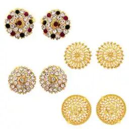 Set of 4 Women Gold-Plated Studs-image-36