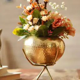 Metal Mini Hammered Bud Planter Pot with Stand-35