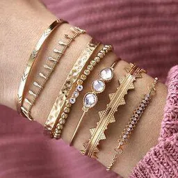Set of 7 Gold-Plated Bracelets-image-41