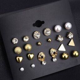 Set of 12 Gold-Plated Stud Earrings-5