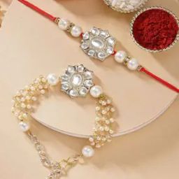 Set of 2 Men Pearl Beaded Tie-Up Rakhi-picture-13