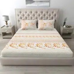 186 TC Floral Print King-Size Bedsheet with Pillow Covers-image-34