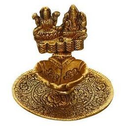Goddess Laxmi & Lord Ganesha Golden Diya-picture-52