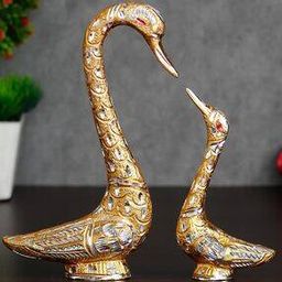 Golden Swan Couple Handcrafted Antique-image-33