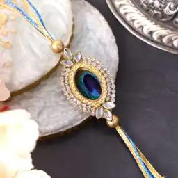 Men Tie-Up Stone-Studded Round Shaped Rakhi with Roli Chawal-29