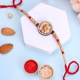 Men Rimstone-Studded Beaded Tie-Up Rakhi-image-2