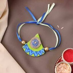 Gold-Plated Beaded Tie-Up Rakhi with Roli Chawal-image-82