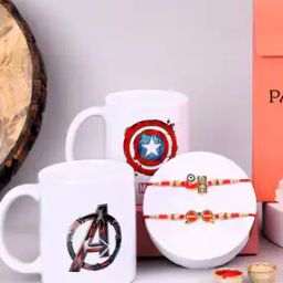 Men Set of 2 Thread Rakhis with Printed Mugs & Roli Chawal-5
