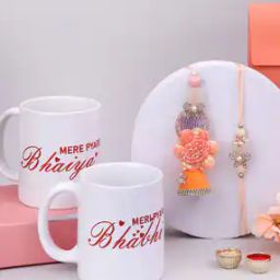 Men Set of 2 Bhaiya Bhabhi Rakhis with Mugs & Roli Chawal-43