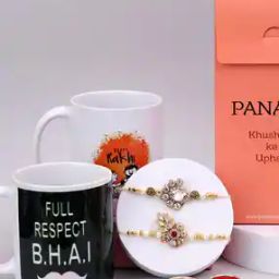 Set Of 2 Gold-Plated Rakhis with Printed Mug & Roli Chawal-image-67